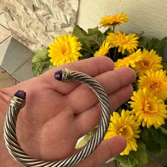 David Yurman cable classic cuff bracelet with Amethyst stones - Picture 12 of 16